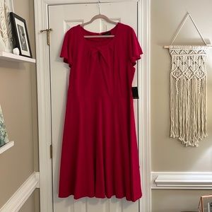 NWT ELOQUII Dress - Keyhole Neckline Fit and Flare - 22 - Pink - Magenta